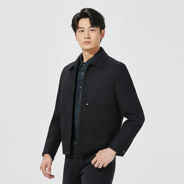 利郎 热燃科技保暖翻领时尚都市绵羊毛冬季大衣 男款