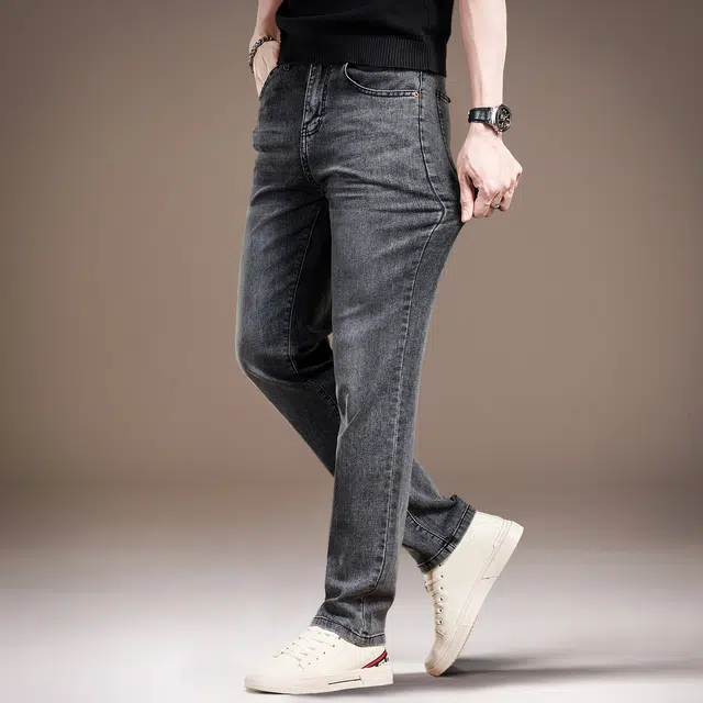贵色 直筒休闲美式复古简约时尚百搭宽松拉链牛仔裤 男女同款