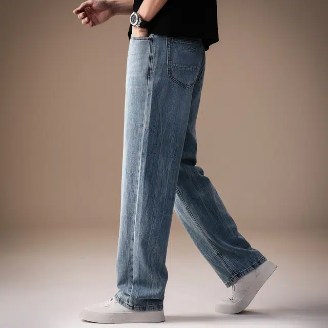 贵色 美式高街水洗阔腿休闲直筒裤中性日常百搭莱赛尔痞帅简约通勤牛仔裤 男女同款