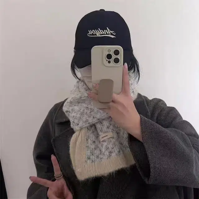 恩僾德 韩系氛围感软糯针织冬季加厚保暖百搭护颈高颜值 聚酯纤维 绒线围巾 男女同款情侣款