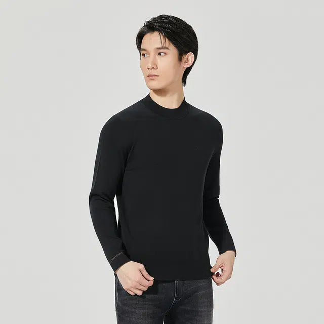 利郎 可机洗半高领质感商务休闲纯色修身冬季毛衣 男款