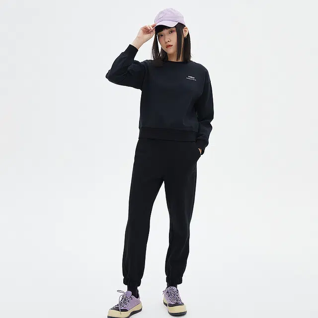 美特斯邦威 字母印花圆领套头宽松长袖卫衣 女款
