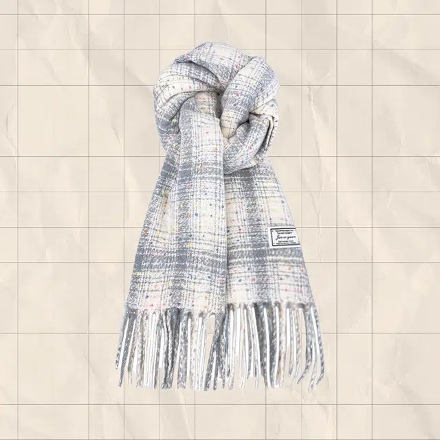 恩僾德 温柔彩色点点格纹高颜值小众百搭甜保暖百搭 聚酯纤维 绒线围巾 男女同款情侣款
