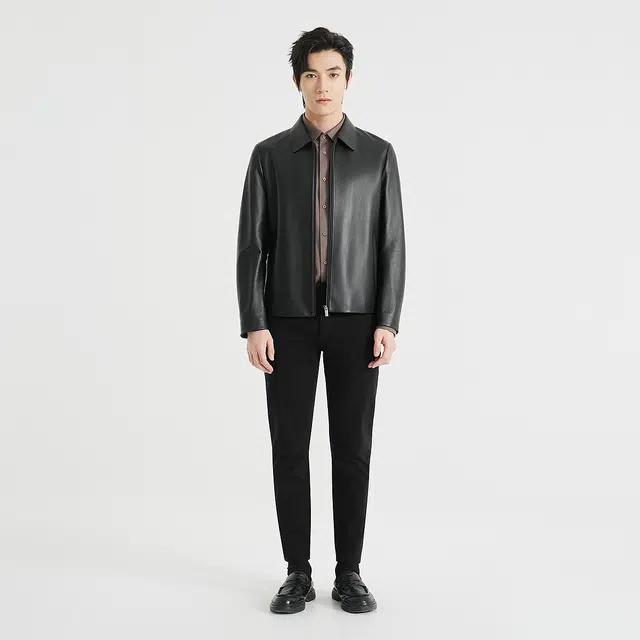 利郎 翻领时尚休闲简约有型质感百搭皮衣 男款
