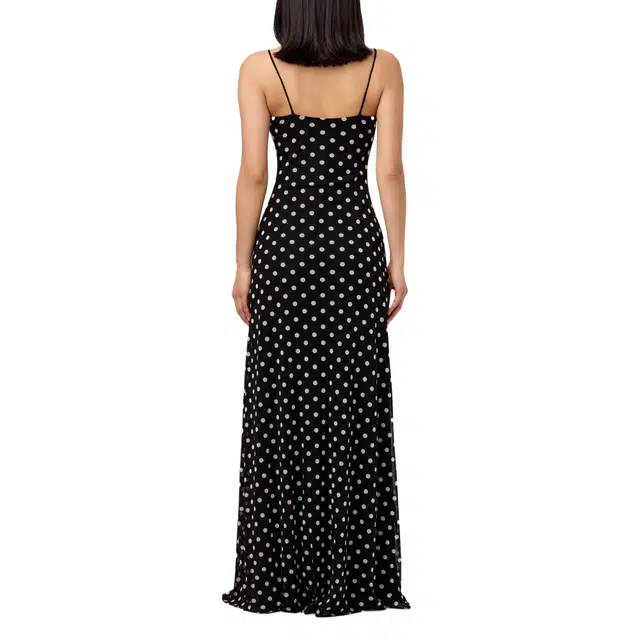 NAKED WARDROBE Polka Dot A-Line Maxi Dress Mesh