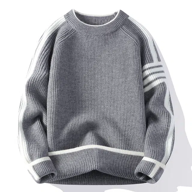 马员外 青春青少年圆领韩版潮流学生帅气线衣秋冬季时尚套头针织衫 男款
