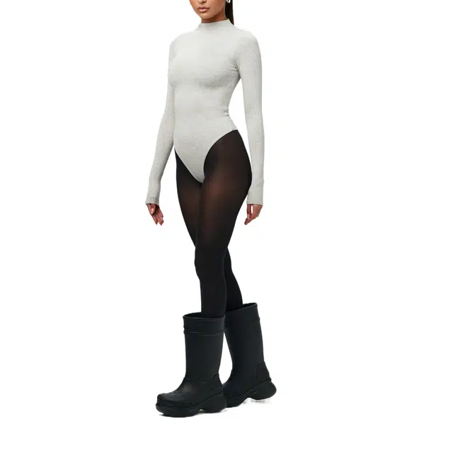 NAKED WARDROBE Sculpt Mock Neck Bodysuit NW