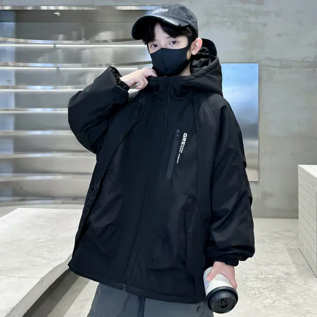 雅鹿棉衣 长袖连帽舒适简约 青少年