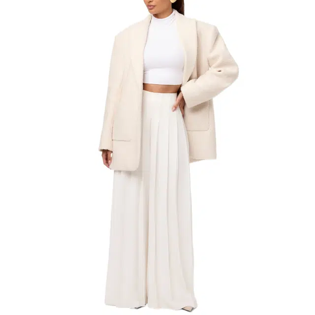 NAKED WARDROBE Pleated Wide Leg Pant Suiting