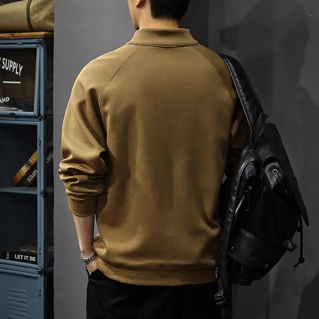 前进牛 美式经典复古潮流立领户外百搭卫衣 男款