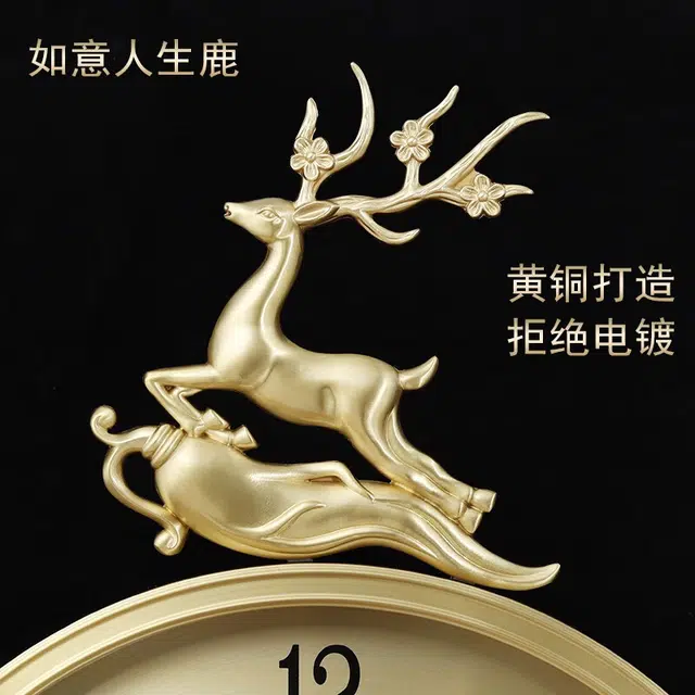 凯琴 日历现代简约轻奢挂钟客厅电视格栅背景墙挂表新中式时钟 石英机芯 挂钟 男女同款