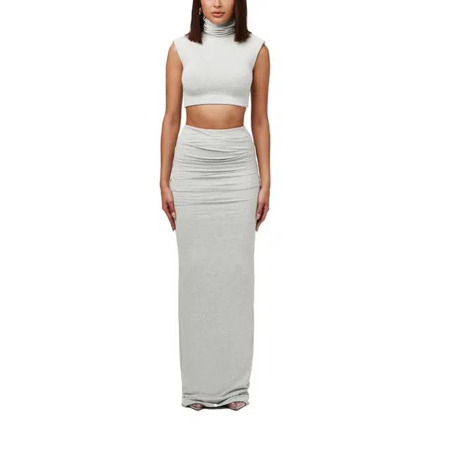 NAKED WARDROBE Turtleneck Sleeveless Crop Top NW