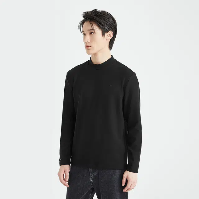 利郎 双重发热保暖纯色半高领含莫代尔时尚都市冬季卫衣 男款