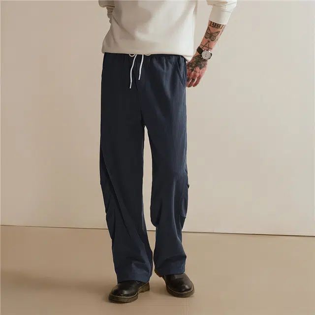 佐丹奴 收褶可束脚抽绳松紧腰梭织伞兵裤休闲裤 男款