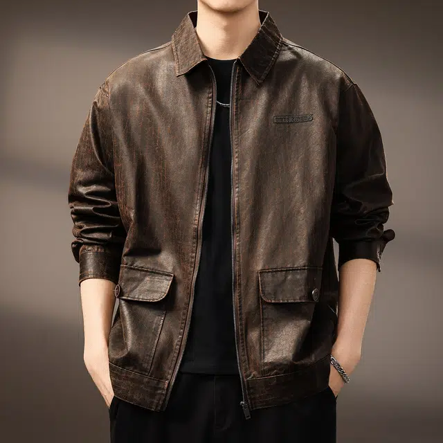 贵色 美式潮流时尚潮牌高街痞帅机车风穿搭休闲工装夹克上衣皮衣 男女同款