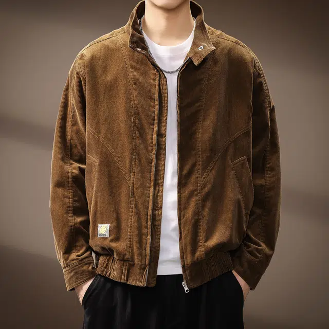 贵色 美式复古潮流百搭竖纹设计感立领工装长袖夹克外套 男女同款