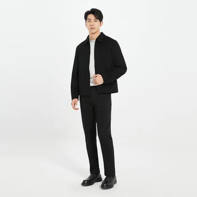 利郎 品位商务纯色翻领短款含山羊绒休闲通勤保暖秋季夹克外套 男款