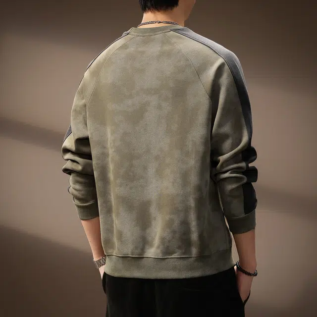 贵色 韩系复古潮流涂鸦印花设计重磅长袖撞色拼接阿美咔叽风休闲时尚潮牌百搭上衣卫衣 男女同款