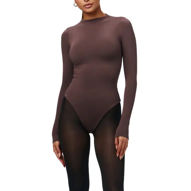 NAKED WARDROBE Sculpt Mock Neck Bodysuit NW