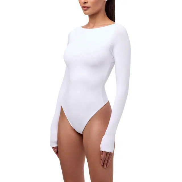 NAKED WARDROBE Boatneck Open Back Bodysuit Smooth