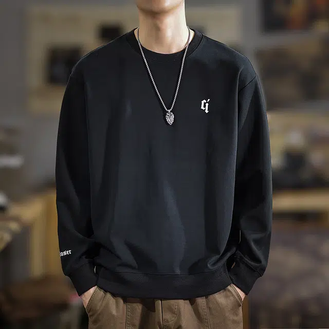 遨宇 美式复古休闲经典极简风潮牌刺绣百搭户外内搭卫衣 男款