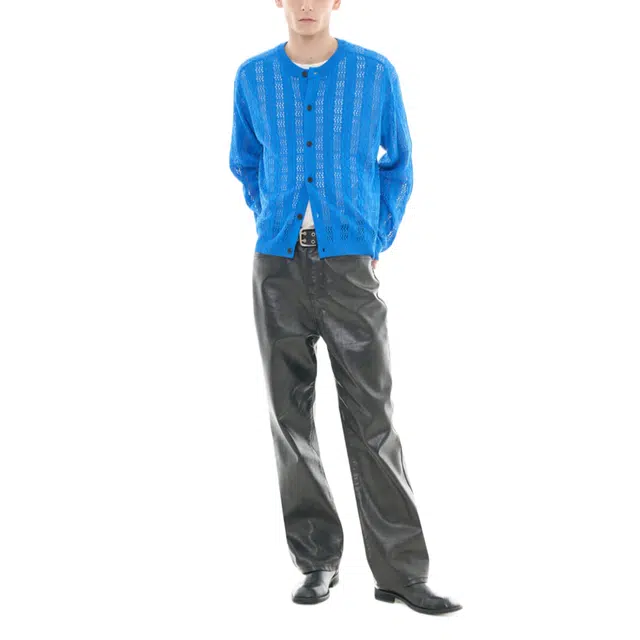 BESLOW CROCHET CREW NECK SHORT CARDIGAN