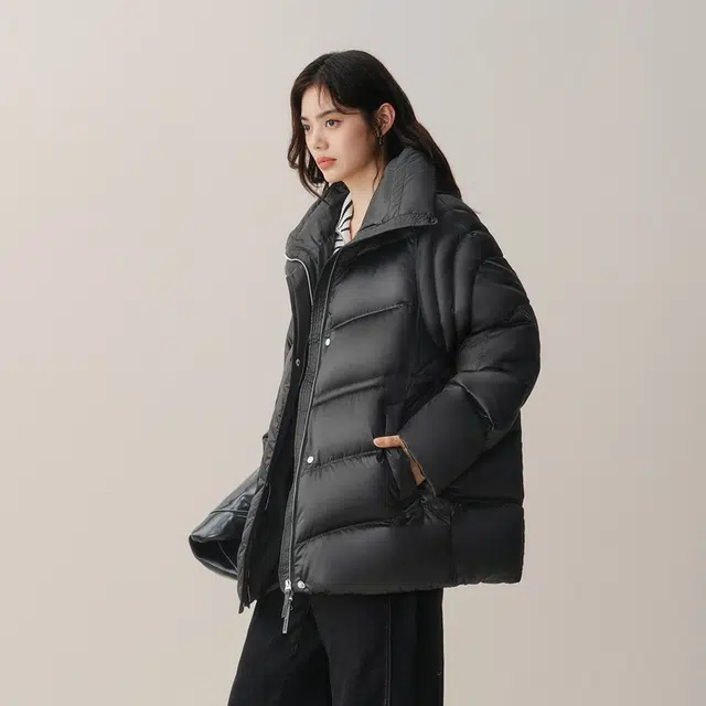 太平鸟 立领保暖时尚宽松简约外套质感羽绒服 女款