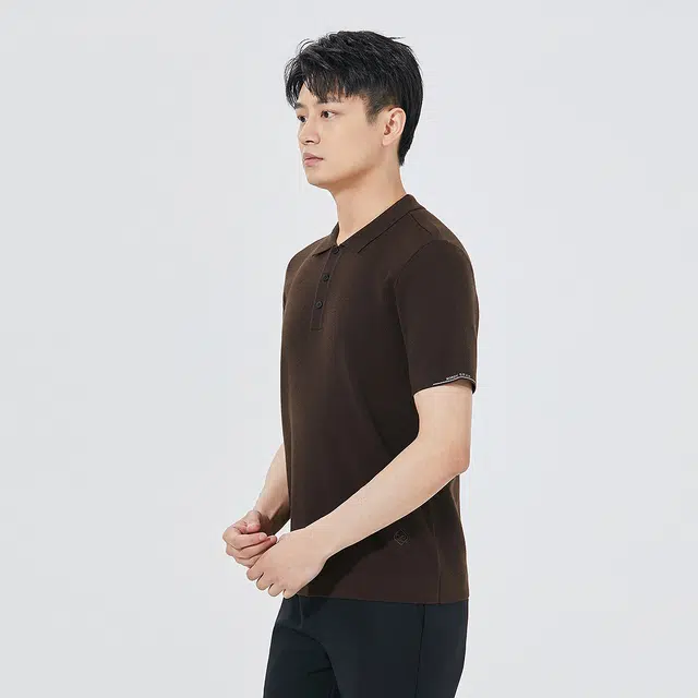 利郎 品位商务纯色翻领休闲通勤短袖打底衫秋季毛衣 男款