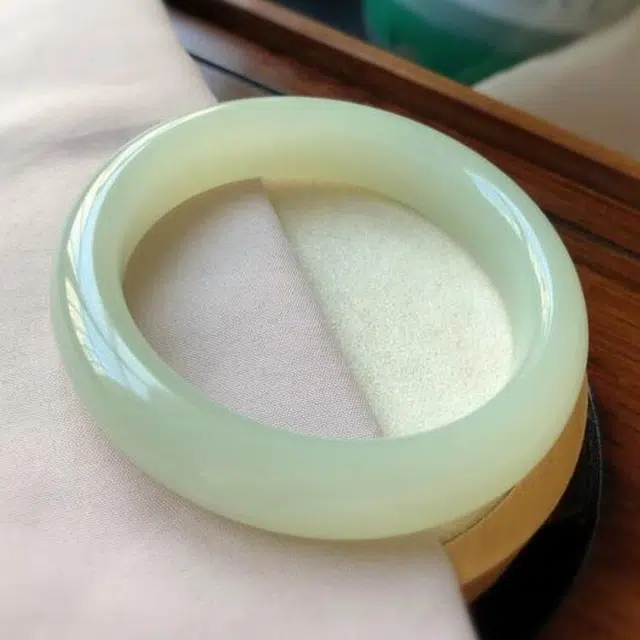 灵运宝 【师傅已加能量】#转运招财青海料冰底晴水 一物一图 和田玉手镯 白玉/青白玉 男女同款情侣款