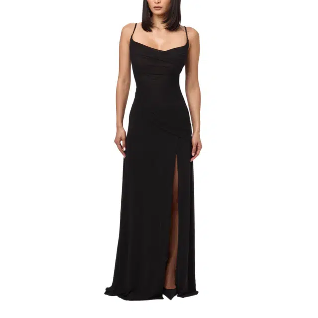 NAKED WARDROBE Mesh Draped Overlay Maxi Dress