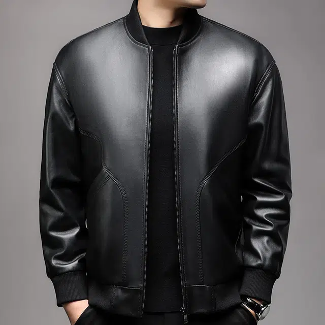 太子龍 美式棒球领中青年秋冬装帅气皮衣 男款