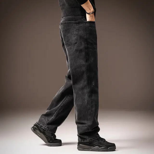 贵色 美式潮流复古高街直筒垂感阔腿休闲宽松牛仔裤 男女同款