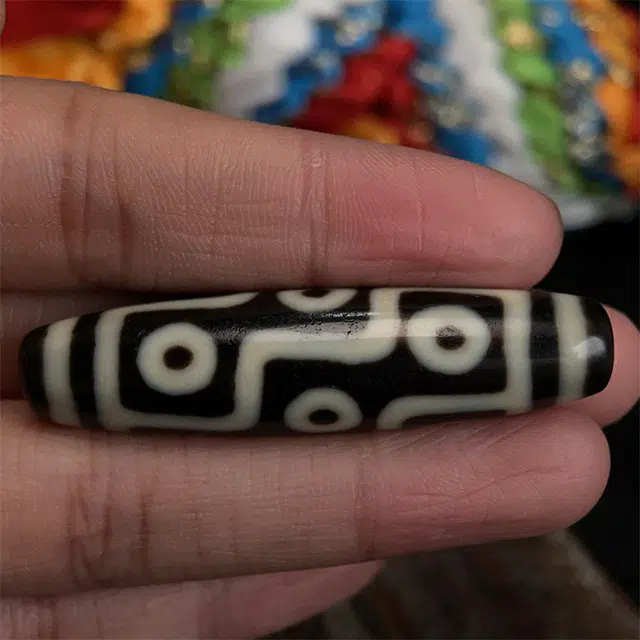 灵运宝 转运招财藏区三眼老天珠九眼页岩黑白老矿风化油润包浆老料器磨损到位一物一图#好运 玛瑙 吊坠 男女同款情侣款