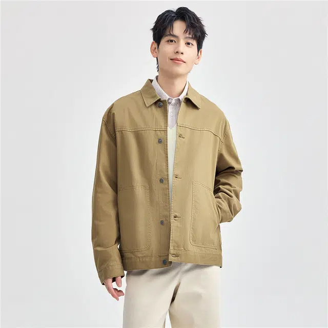 佐丹奴 纯棉破骨大口袋翻领梭织型格外套夹克 男款