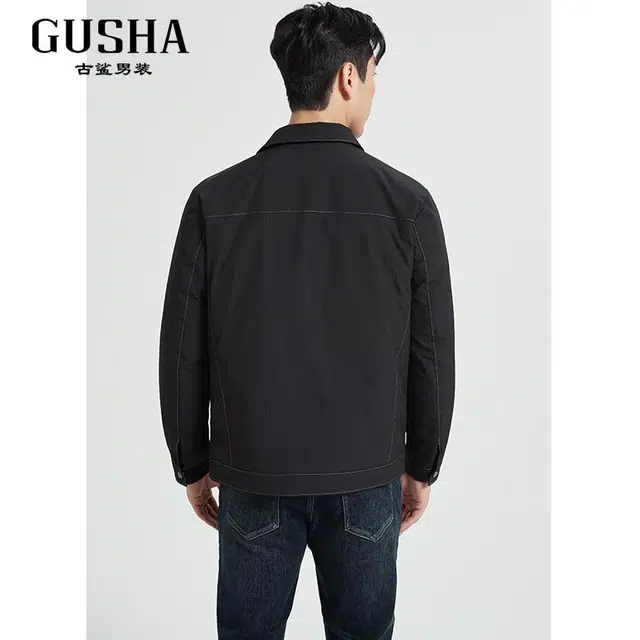 古鲨 休闲通勤百搭翻领羽绒服 男款
