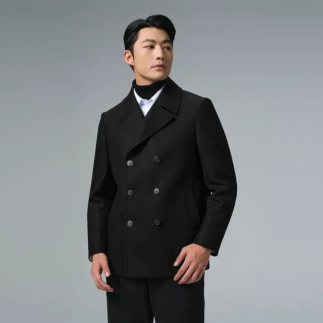 利郎 都市休闲绵羊毛保暖双排扣大翻领潮流百搭冬季大衣 男款