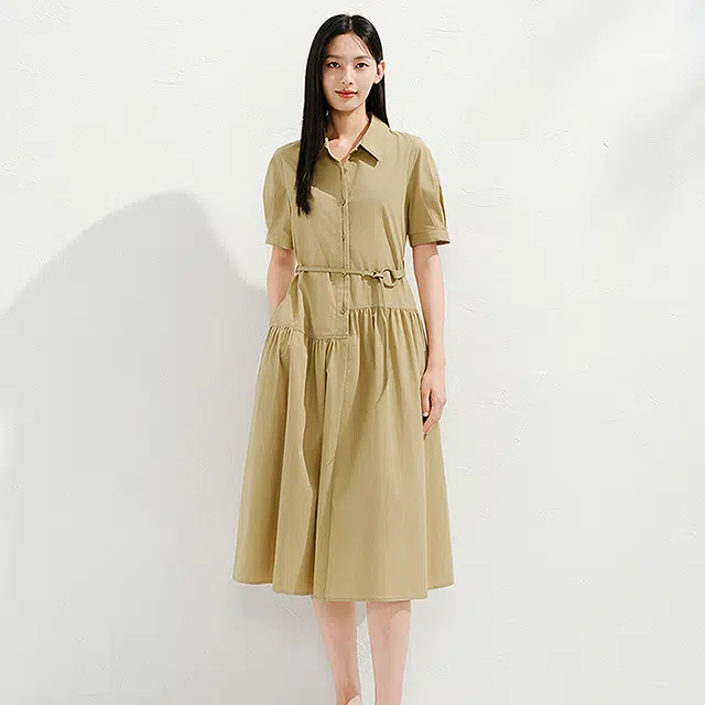 玖姿安娜蔻 舒适时尚休闲百搭短袖连衣裙 女款