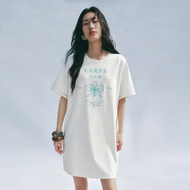 太平鸟 ×张风野联名 风筝撞色宽松短袖连衣裙 女款