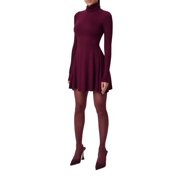 NAKED WARDROBE Turtleneck A-Line Mini Dress