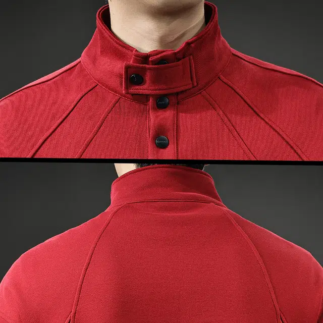 前进牛 美式复古经典潮流结构性立领极简风拼接撞色宽松大码休闲户外百搭长袖卫衣 男款