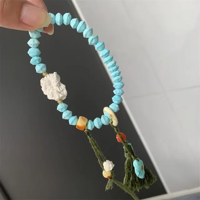 灵运宝 【师傅已加能量】转运招财天然湖北原矿高瓷猛犸龙女百香手串老花蜡一物一图无油无水 绿松石 手链 男女同款情侣款