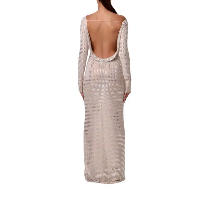NAKED WARDROBE Open Back Gown Crystal