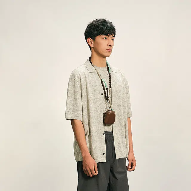 速写 宽松透气时尚简约短袖衬衫 男款