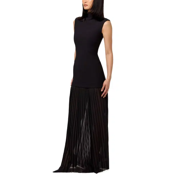 NAKED WARDROBE Pleated Sleeveless Maxi Dress