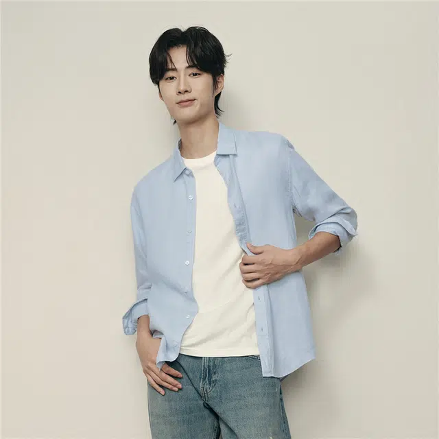 佐丹奴 韩国款天然亚麻梭织休闲长袖衬衫 男款