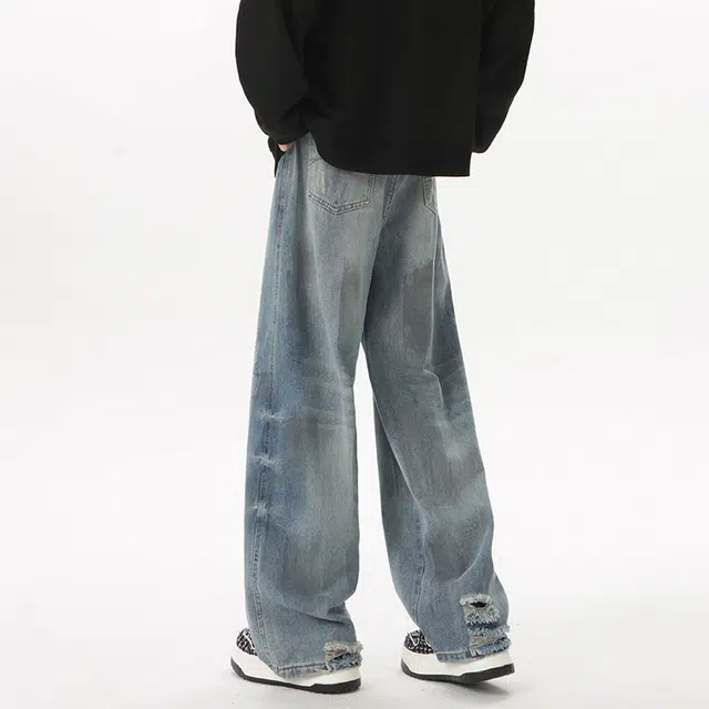 金盾 美式潮牌复古潮流牛仔裤 男款