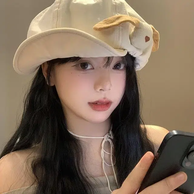 恩僾德 日系小狗翻檐云朵高颜值小众百搭复古显脸小 涤纶 贝雷帽 男女同款情侣款