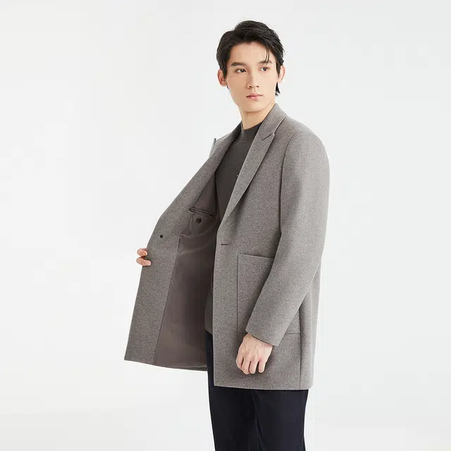 利郎 热燃科技时尚都市保暖绵羊毛质感中长款冬季大衣 男款