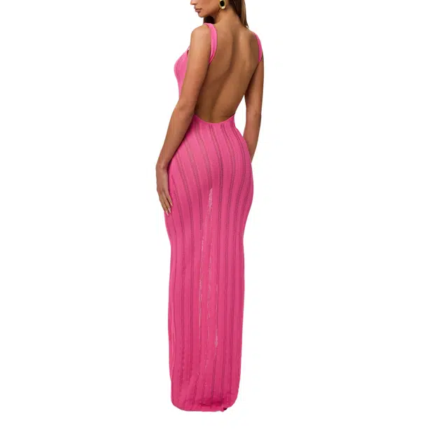 NAKED WARDROBE Knits Collection Knit Open Back Maxi Dress