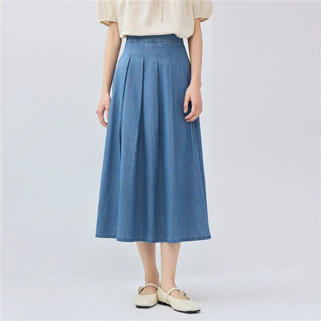 佐丹奴 简约纯色合身舒适牛仔长裙 女款